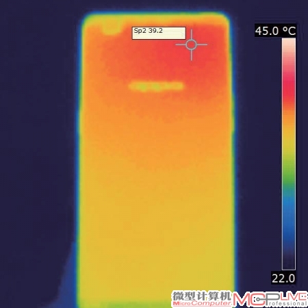 在运行了20分钟《狂野飙车8》后，R7s的背面高温度只有39.2℃（室温22℃），散热能力非常不错。